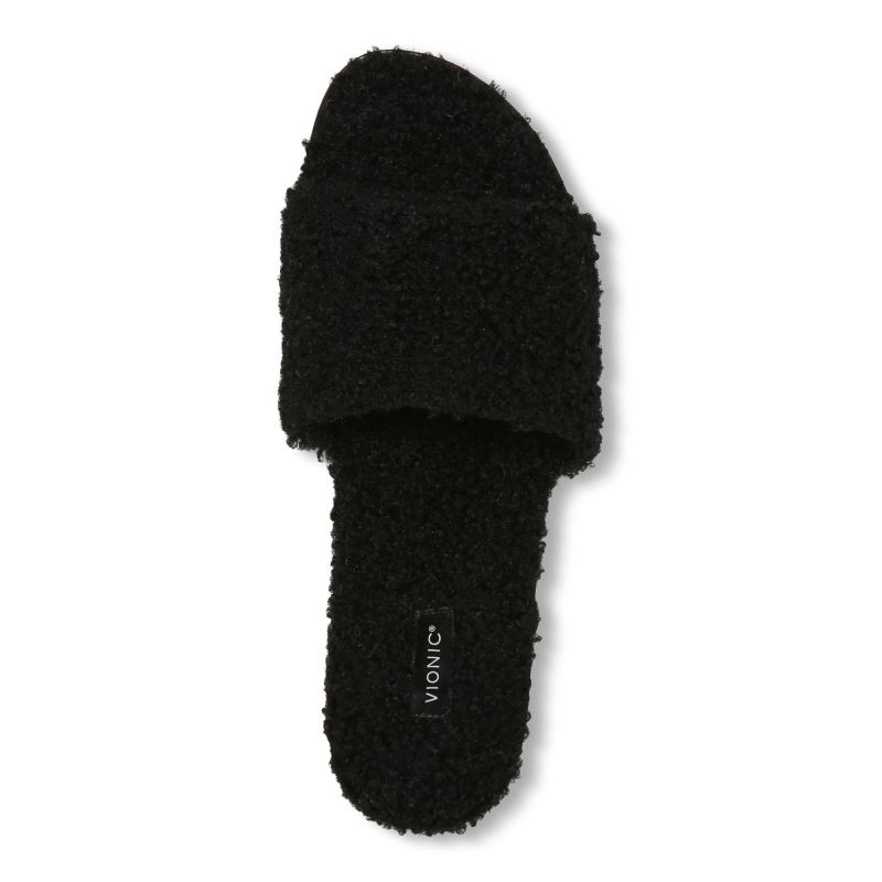 Vionic Demi Shearling Badtofflor Svarta | BwX7AxR6